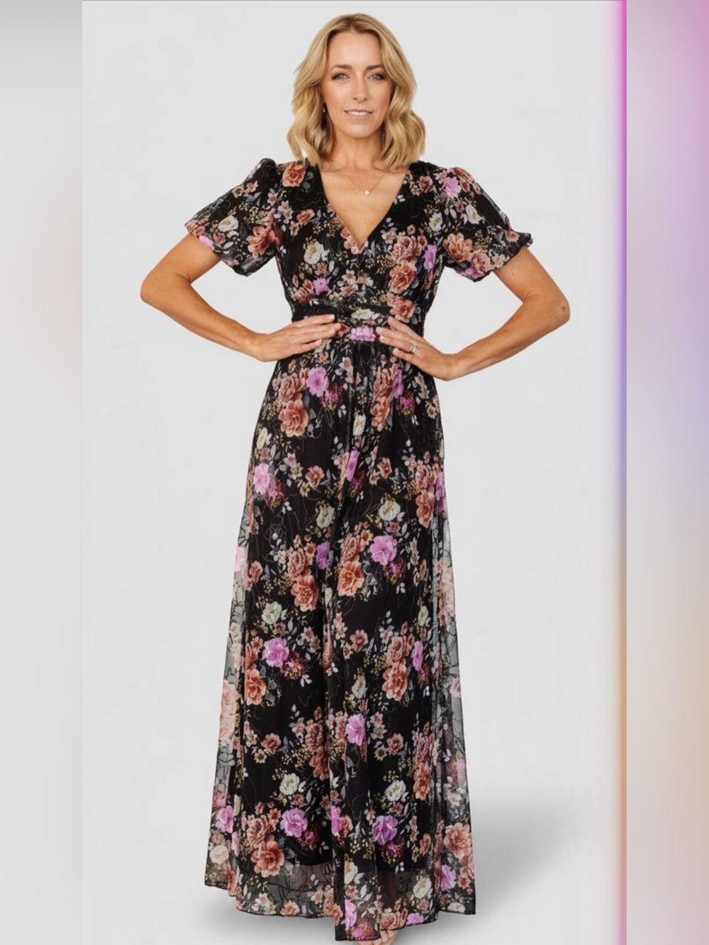 NEW WITH TAGS ELEGANT Baltic Born Black Floral Maxi Dress with pockets💖